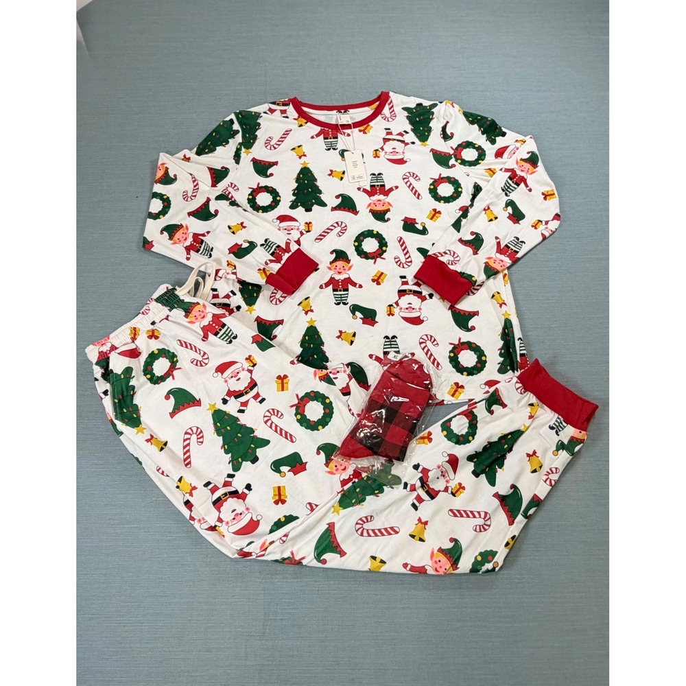 PatPat Christmas Pajamas Set Womens XL Santa Elf Tree Holiday Sleepwear NWT